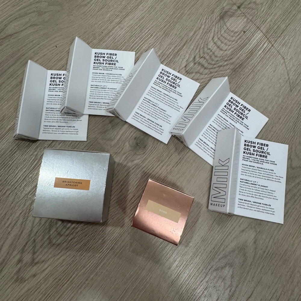 Milk Makeup Eyebrow Gel Jaclyn Cosmetics Highlighter And loose under eye powder